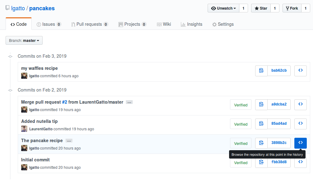 Choose a commit to browse
